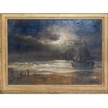 Continental School (20thC). Fishing vessels in a moonlit sea, oil on canvas, signed indistinctly, 39