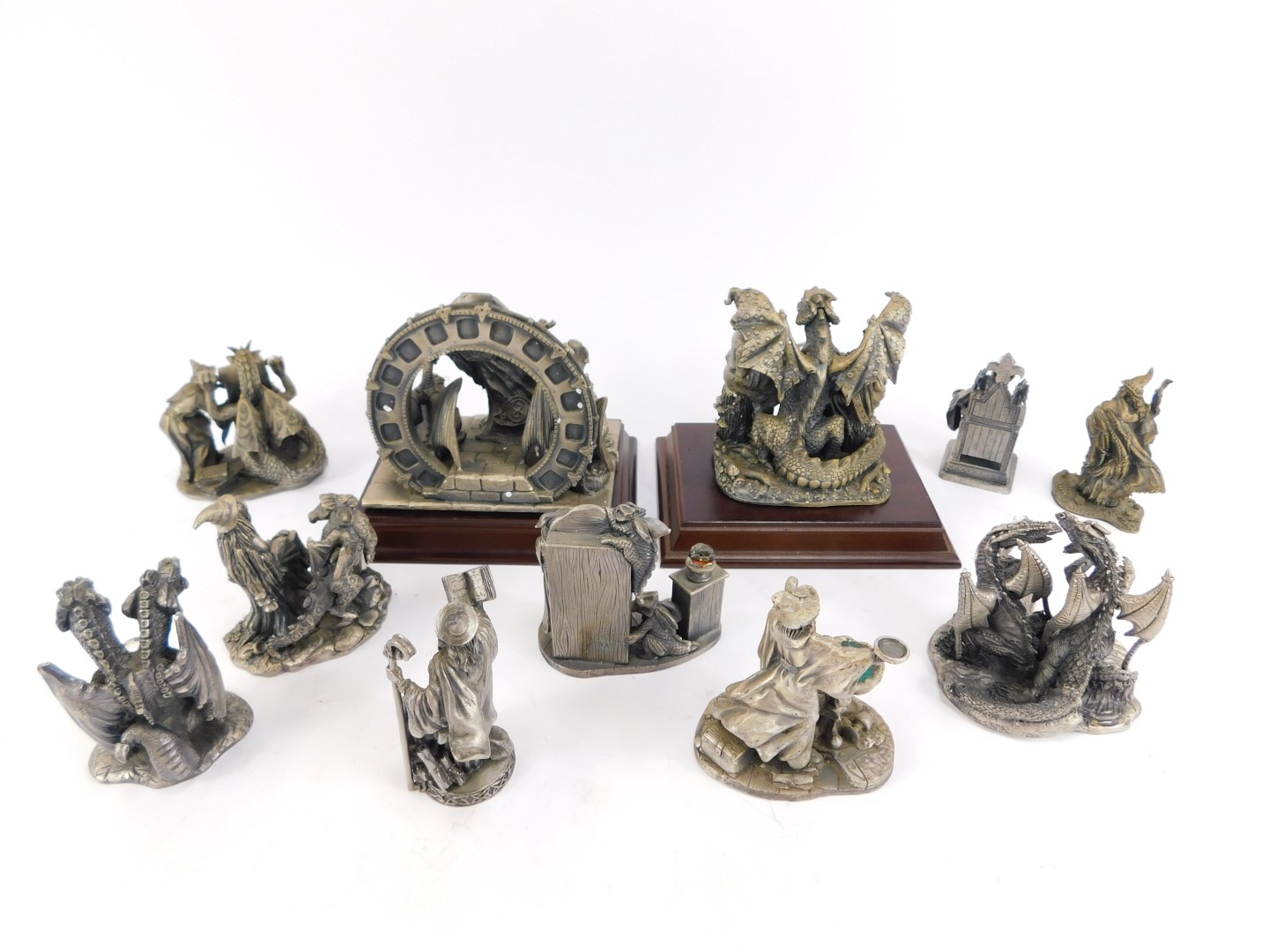 A group of Tudor Mint Myth & Magic pewter figures, to include Hide & Seek, The Loyal Dragons, The Pe - Image 2 of 5