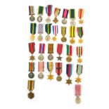 A group of miniature medals, to include Atlantic Star, Burma Star, Air Force medal, Distinguished Fl