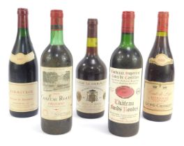 Five bottles of vintage French wine, comprising Chateau Route 1983 Fronsac, Hermitage 1987 Domaine d