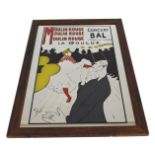 A 20thC reproduction advertising mirror, for Moulin Rouge, depicting Can-Can scene in the style of T