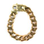 A 9ct gold flat link gentleman's bracelet, with lobster clasp, marked 375, 113.3g.