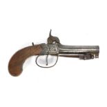 A 19thC Mabson Labron & Mabson percussion pistol, with scroll engraved lock plates and spring loaded