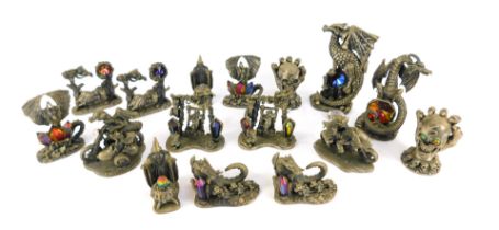A group of Tudor Mint Myths & Magic pewter figures, to include Go Faster Dad, Dragons at Play, The S