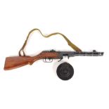 A Russian PPSH41 7.62mm submachine gun, barrel length 27cm, serial number 10A314, with deactivation