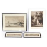 A group of London related engravings, to include View of London taken off the Thames near York build
