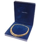 An Italian brickette necklace, of fanned design, each with a staggered brickette, 40cm long, 17.6g,