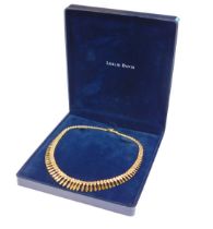 An Italian brickette necklace, of fanned design, each with a staggered brickette, 40cm long, 17.6g,