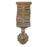 A Royal Marines Gibraltar medal, with Plymouth Division clasp, bearing nine bars, Rifle 1922, Depot