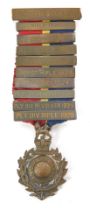 A Royal Marines Gibraltar medal, with Plymouth Division clasp, bearing nine bars, Rifle 1922, Depot