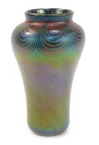 A 20thC Donald Carlson lustre glass vase, of cylindrical tapering form with flared neck, decorated