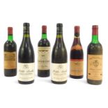 Six bottles of vintage French wine, comprising Chateau la Cardonne 1976 Medoc, Chateau le Redon 1976