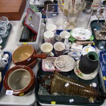 General household effects, to include glass vases, mugs, trinket dishes, wristwatches, an Opticron P