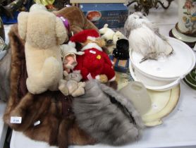 Two fur stoles, together with various soft toys, etc. (a quantity)