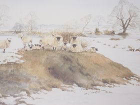 After Ros Goody. Snow Lay around and about, artist signed coloured print, 46cm x 59cm.