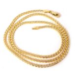 A Byzantine link neck chain, yellow metal, stamped 585, 45cm long, 8.2g all in.