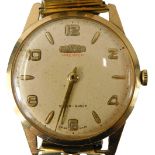 A Roamer 9ct gold cased gent's wristwatch, with a silvered finish numeric dial, on