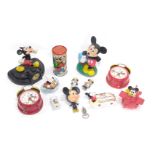 A quantity of Walt Disney Mickey Mouse and other collectables, to include two alarm clocks.