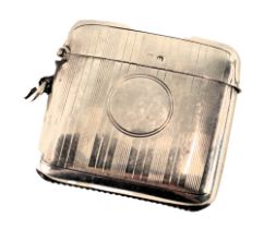 A George V silver Vesta case, with engine turned decoration and vacant cartouche, Birmingham 1919, 0