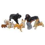 A collection of animal ornaments, comprising a Hornsea dog and rabbit, unmarked Labrador, a Beswick