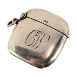 A George V silver Vesta case, with shaped and moulded ends, bearing the initials CW, Birmingham 1913