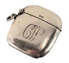 A George V silver Vesta case, with shaped and moulded ends, bearing the initials CW, Birmingham 1913