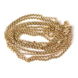 A double strand oval linked necklace, yellow metal stamped 9ct, 64cm long, 11.2g.