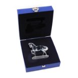 A Swarovski crystal figure of a rearing horse, 9.5cm high, boxed.