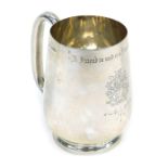 A Walker and Hall Victorian silver tankard, engraved initials and motto, Sheffield 1894, 7.90oz.