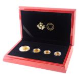 A Royal Canadian Mint presentation gold coin set, comprising the 2016 pure gold maple leaf fractiona