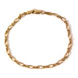 A 9ct gold figaro twist bracelet, 18cm long, 2g all in.