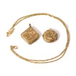 Assorted 9ct gold and other jewellery, comprising a 9ct gold rope twist neck chain, with barrel clas