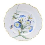 A 19thC Porquier Beau Faience botanical plate, decorated as an insect, 23.5cm diameter.