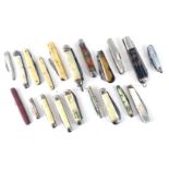 A collection of pen knives, comprising a Richardson's of Sheffield pocket tool, mother of pearl inla