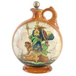 A Royal Doulton Dewar's whisky flask, decorated with Britannia shipping, etc., printed marked