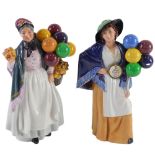 Two Royal Doulton figures, Biddy Penny Farthing, and Balloon Lady.