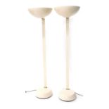 A pair of Thorn retro cream uplighters, each on a metal stand with plastic shades, 183cm high. Buyer