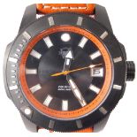 A Shield Pro Diver diving watch, with a black outer casing, and an orange second dial, 200 metre/660