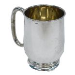 A George V silver mug, of plain form, engraved F.T.B.A Golf Tournament, West Riding First Division S