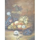 20thC Continental School. Still life with fruit, oil on canvas, 91cm x 60cm.