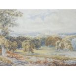 Late 19thC School. Rural landscape with castle in foreground, watercolour, unsigned, 37cm x 53cm.