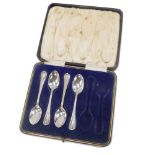 A set of four George V silver teaspoons, Birmingham 1920, 2.02oz, in a six spoon fitted case.