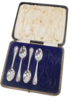 A set of four George V silver teaspoons, Birmingham 1920, 2.02oz, in a six spoon fitted case.