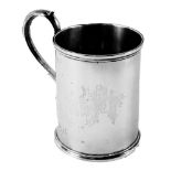 A Victorian silver tankard, with a reeded stem on fluted handle, maker GR EB, London hallmark rubbed