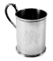 A Victorian silver tankard, with a reeded stem on fluted handle, maker GR EB, London hallmark rubbed