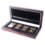 A London Mint Office gold sovereign veteran coin set, comprising double sovereign, full sovereign, h