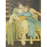 After Leighton. The Music Lesson, print, Windsor House Antiques label, 66cm x 51cm.