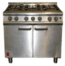 An industrial stainless steel gas cooker, F630217 G3101, 91cm wide. VAT is payable on the hammer pri