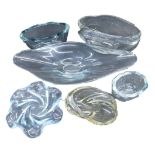 A collection of Art Glass bowls and centrepieces, various shapes, mainly clear glass. (AF)