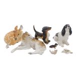A collection of Russian USSR porcelain dogs, to include Bortzoi, Spaniel, Dachshund and a recumbent